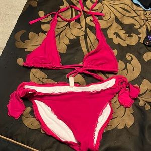 Victoria’s Secret Burgundy Ruffled Bikini